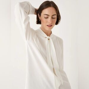 Frank & Oak White Blouse with Bow Detail